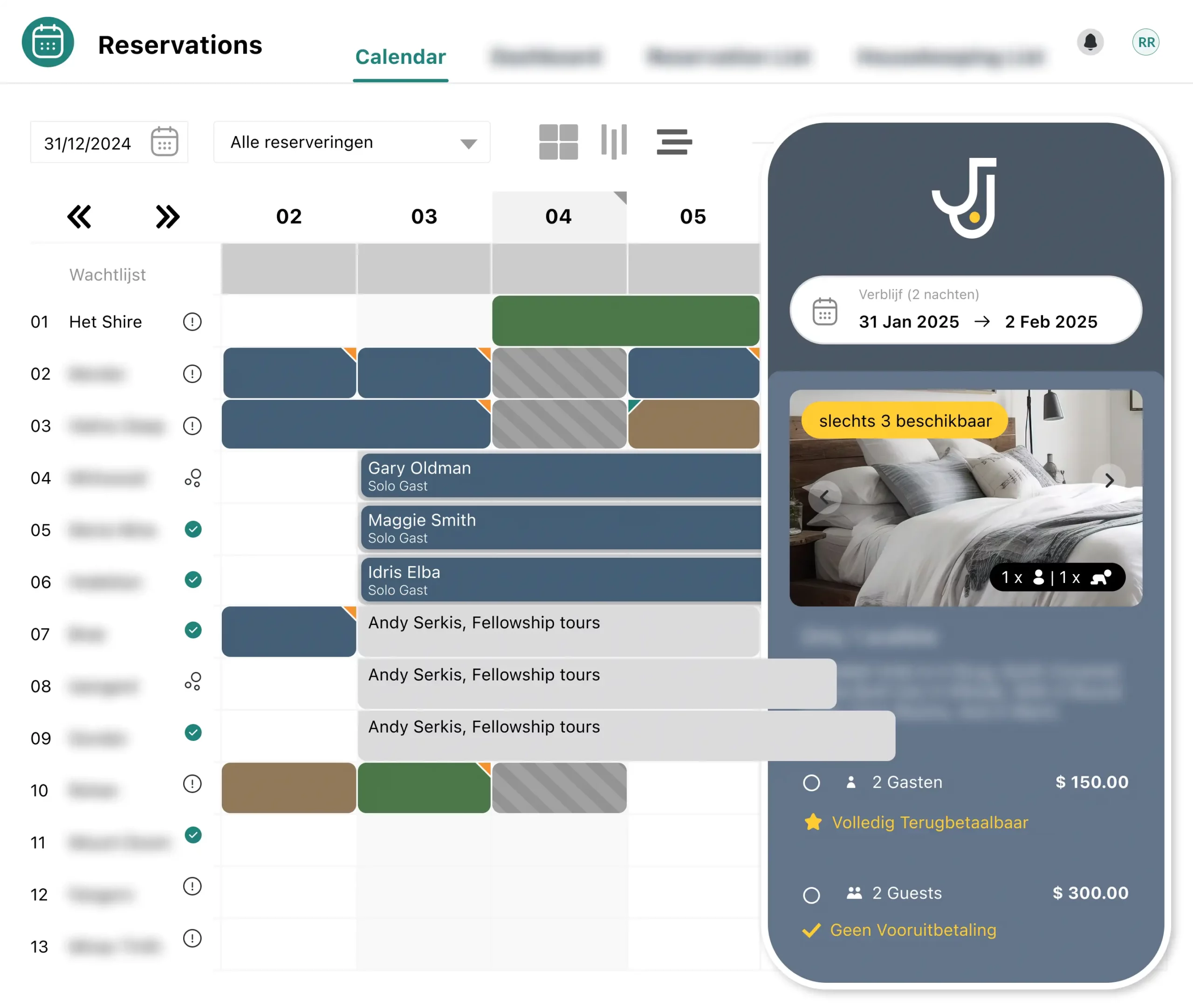 Kamertoewijzing voor groepsboekingen in hotels