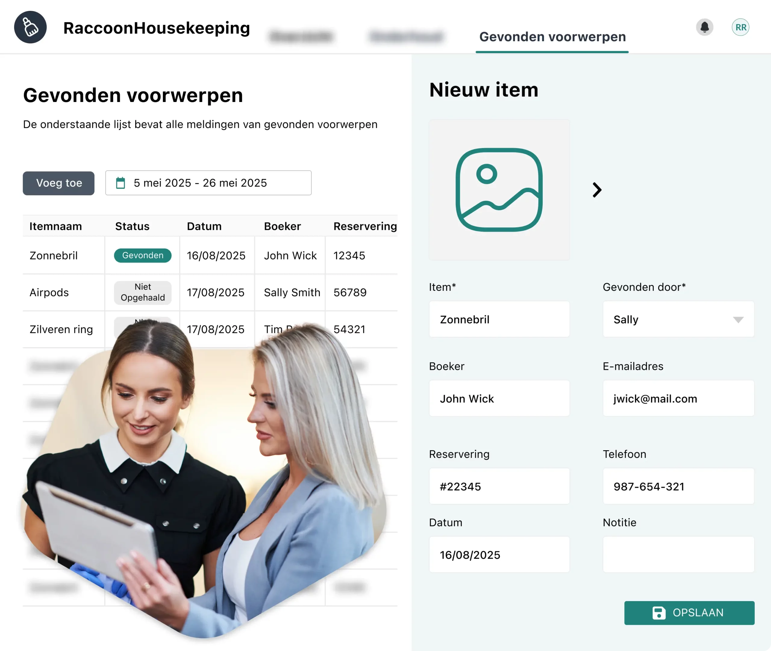 Verloren en Gevonden Module in de Housekeepingsoftware van RoomRaccoon